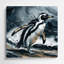 Faune, pingouin africain, art mural en métal bleu-1178144590
