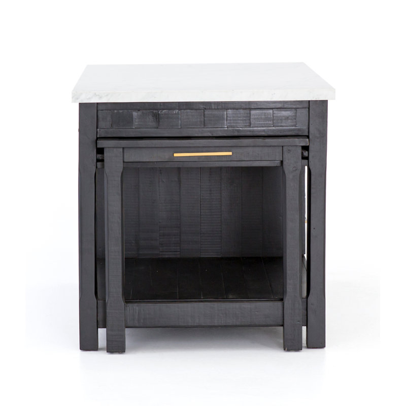 Karelia Kitchen Island, Marble/Black