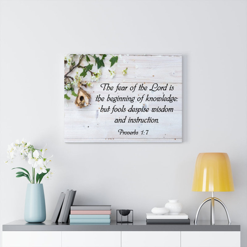 «The Fear of the Lord Proverbs 1: 7 Christian Home Decor», art mural prêt pour les Écritures, H 12 po x l 16 po x P 1,25 po