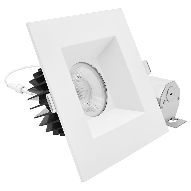 Luminaire encastré à DEL de 6 pouces Luxrit, régressé avec garniture carrée blanche, 22 W, 1800LM, 5CCT, faisceau 38 °, intensité variable, Twist-N-Lock, CRI90, ETL