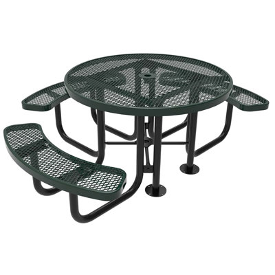 COATEDOUTDOORFURNITURE 46In Round Picnic Table, Expanded, Green