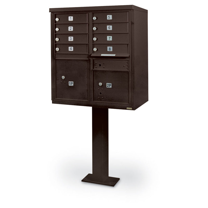 8 Door Front Load 4C Horizontal Cluster Box Unit with 2 Parcel Lockers