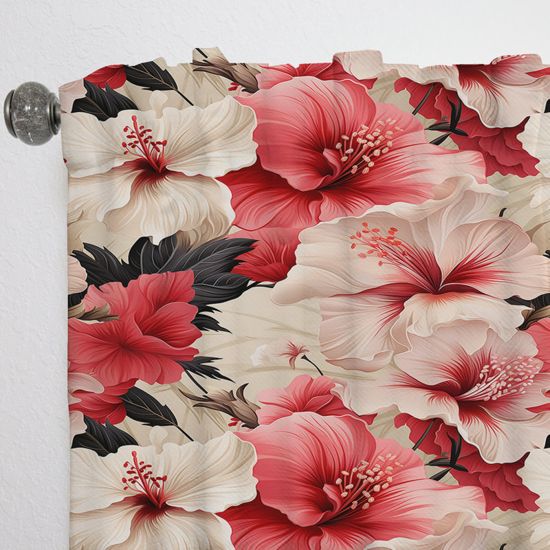 Hibiscus Romance Tropical Motif I - Rideau floral - Rideau floral obscurcissant - 1 panneau, L 52 po x L 108 po