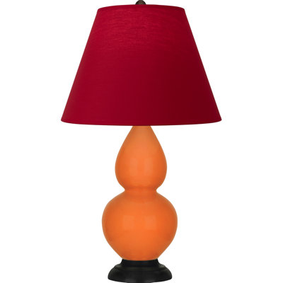 Small Double Gourd Accent Lamp - Sangria, Deep Patina Bronze - Lavender, Plum Shade