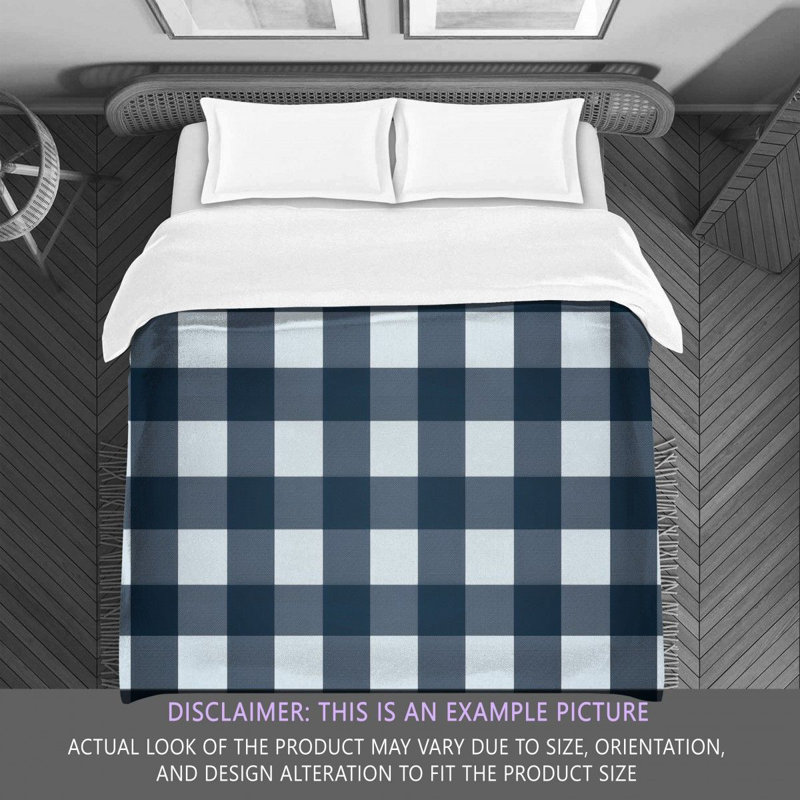 Gingham Comforter, Navy/Silver, King Comforter