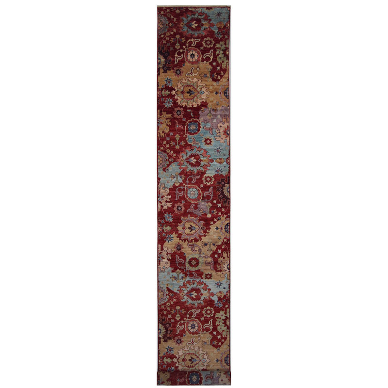 Tapis rouge et chameau noué à la main de haute qualité