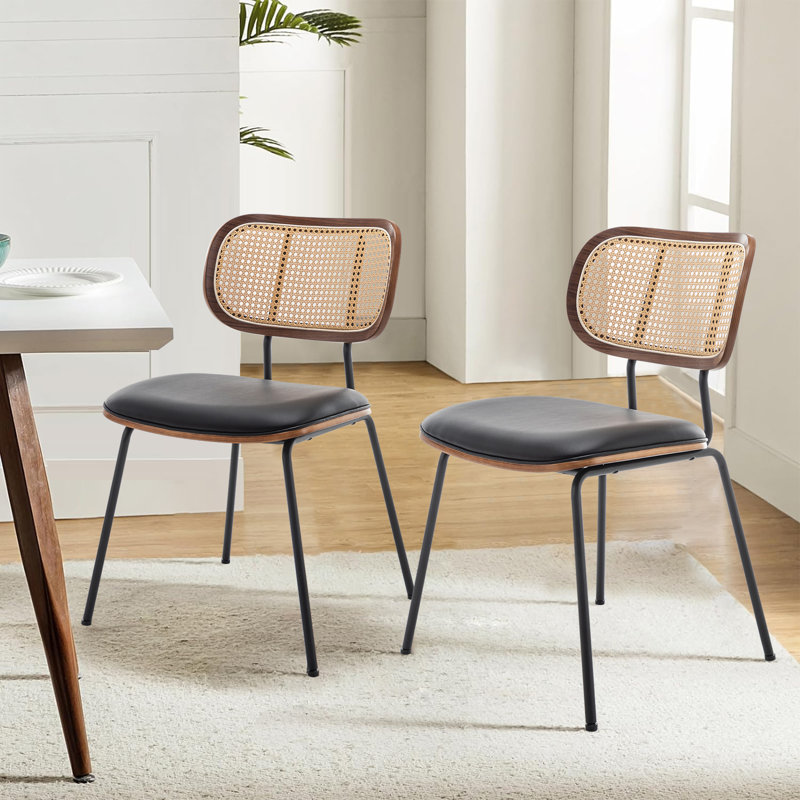 Bedran Vegan Leather Side Chair Dining Chair, Black
