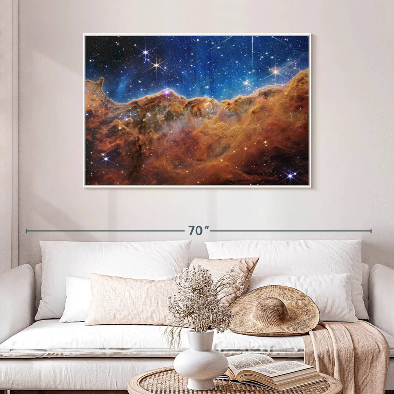 La nébuleuse Carina de James Webb, Cadre flottant blanc, 46 po x 31 po