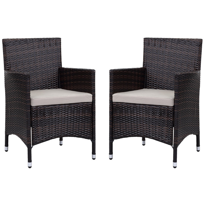 Chaise de patio avec coussin Astrid, Brun / Gris