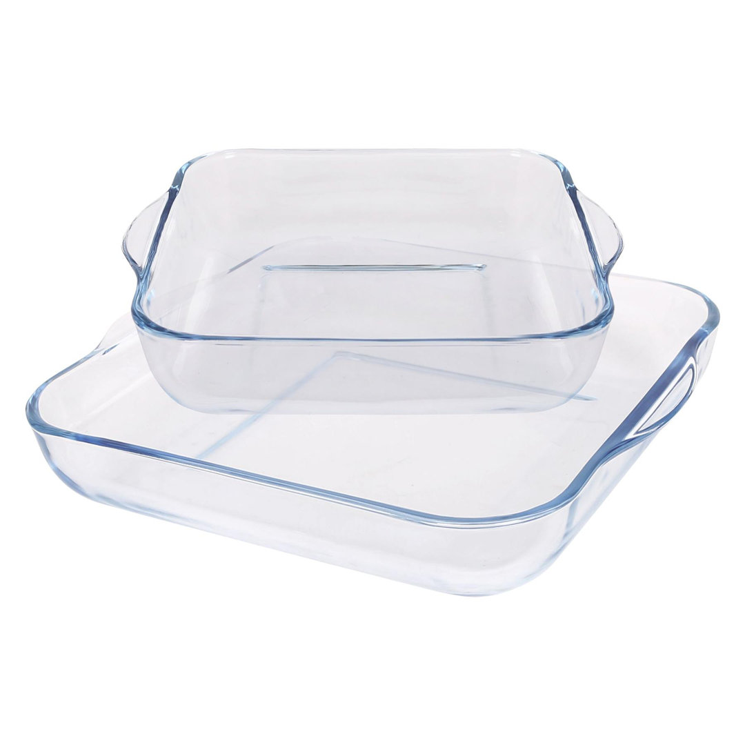 2 Pack Square Glass Oven Dish Set - 2 Sizes - Image 3