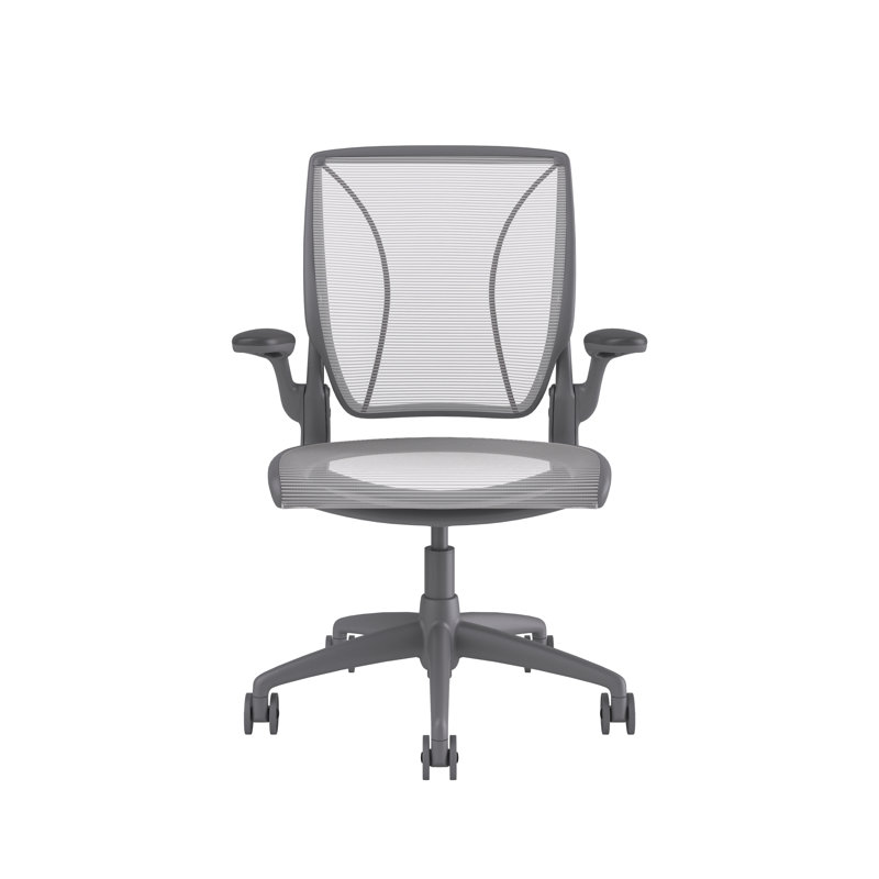 World Task Chair, Gray, White, Fixed