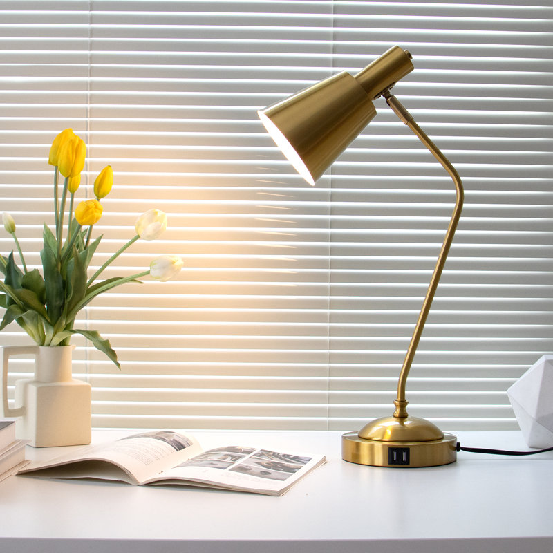 Lampe de bureau 22 "à interrupteur tactile doré noir avec port USB, Or