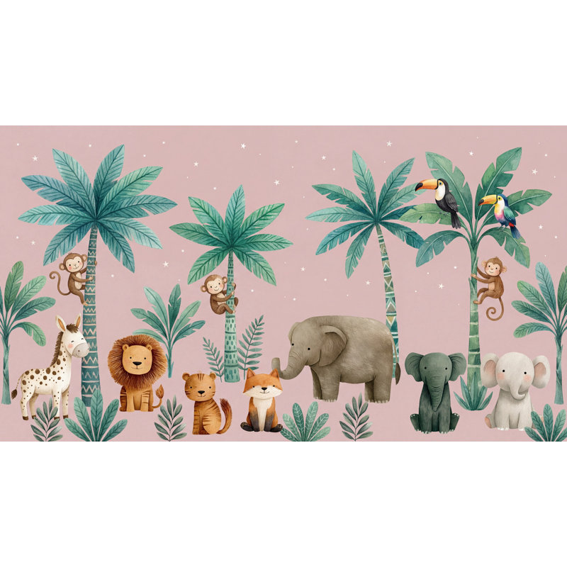 Papier peint jungle tropicale, Non tissé, 120 po x 96 po