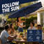 Parasol de patio 7,5 pi avec manivelle et inclinaison, bleu, 6 côtes, polyester imperméable, sans la base du parasol-131124788