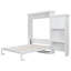 Grand lit escamotable avec tablettes de rangement et conception à persiennes - Lit mural peu encombrant, blanc-1114186042
