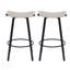 Tabourets de bar à hauteur de comptoir tissés à la main sans dossier avec ensemble de 2 repose-pieds ronds, tissage en PVC durable pour une utilisation intérieure et extérieure