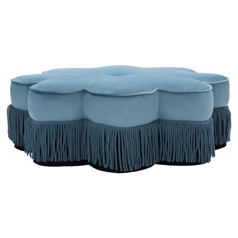 Everly Quinn Khan 40.9" Velvet Flower Ottoman