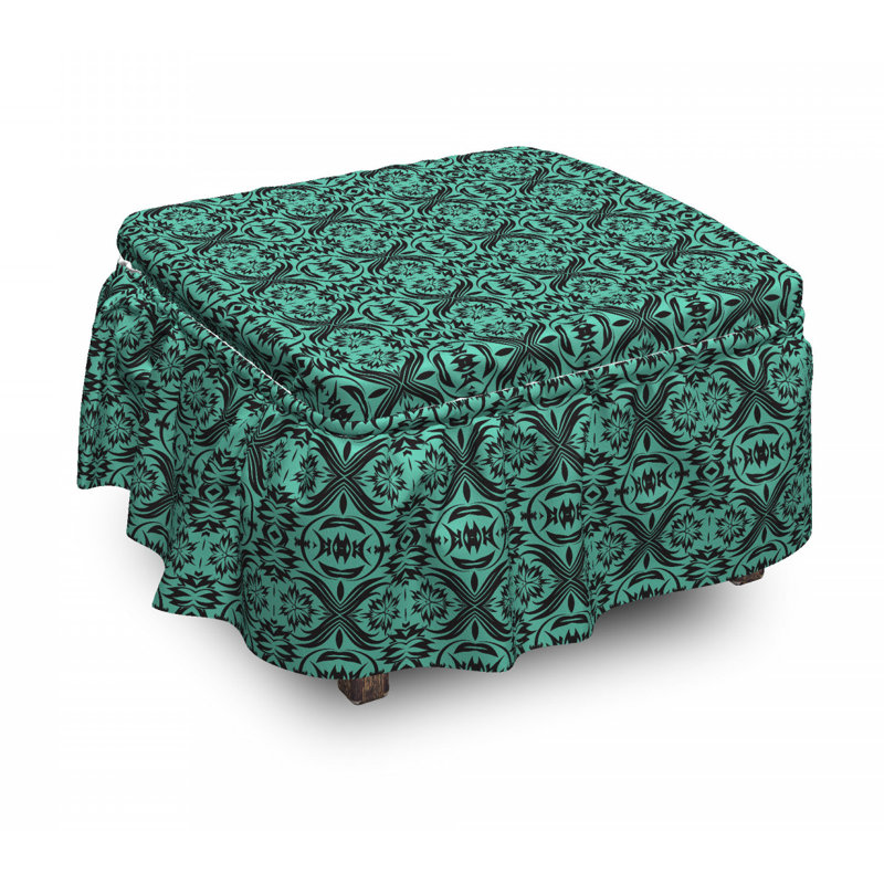 Housse pour repose-pieds motif de feuillage baroque