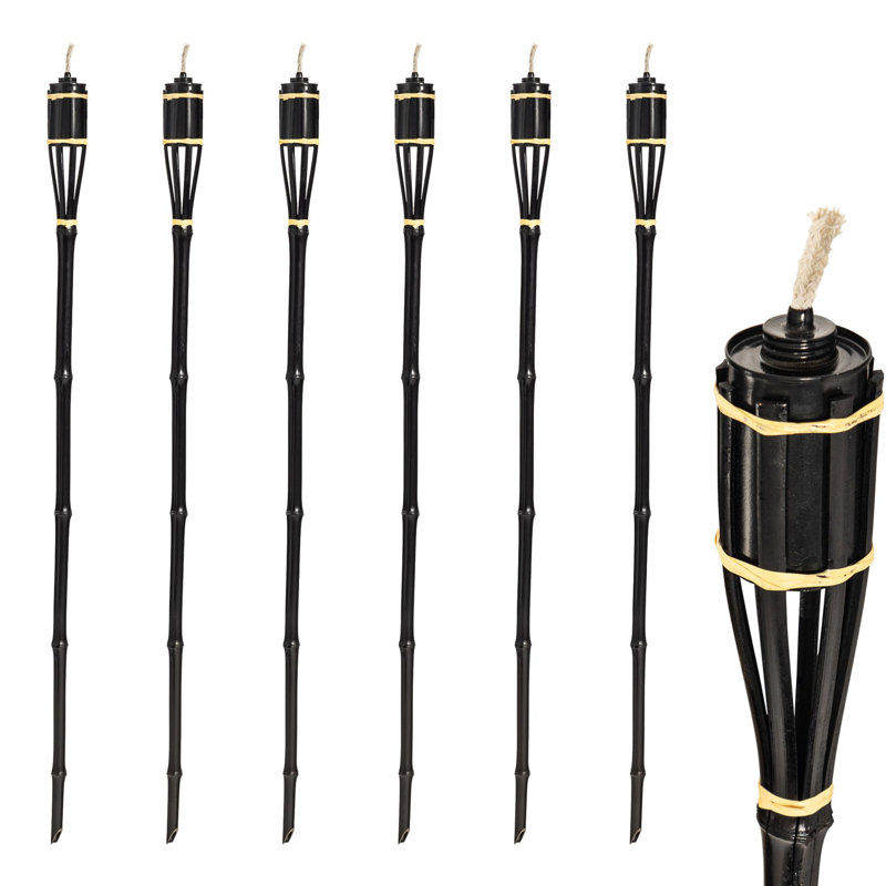 Harbour Housewares - Bamboo Garden Torches - 114cm, Black