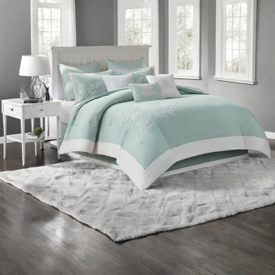 Premium Cotton Bedding Sets, Oversized Aqua Comforter, Coastal Style For Home