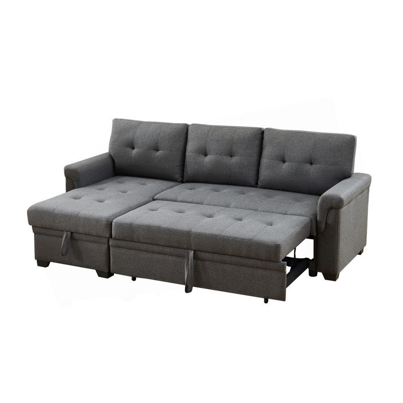 Canapé-lit modulaire réversible en lin gris foncé 84 po avec rangement Destiny