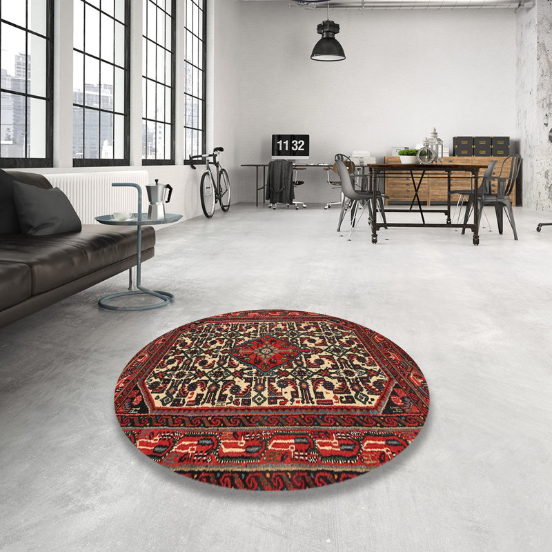 Tapis oriental rouge / beige, Rond 7 pi