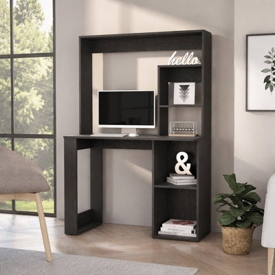 Computer Desk with Hutch and Storage Shelves Wenge