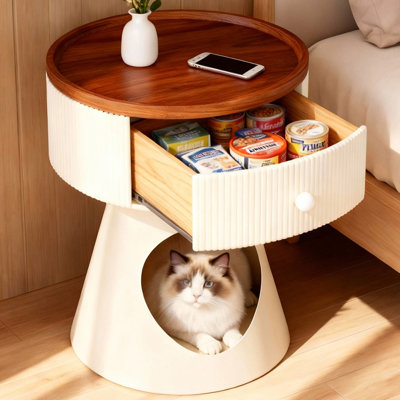 Table de bout multifonctionnelle pour chat avec tiroir