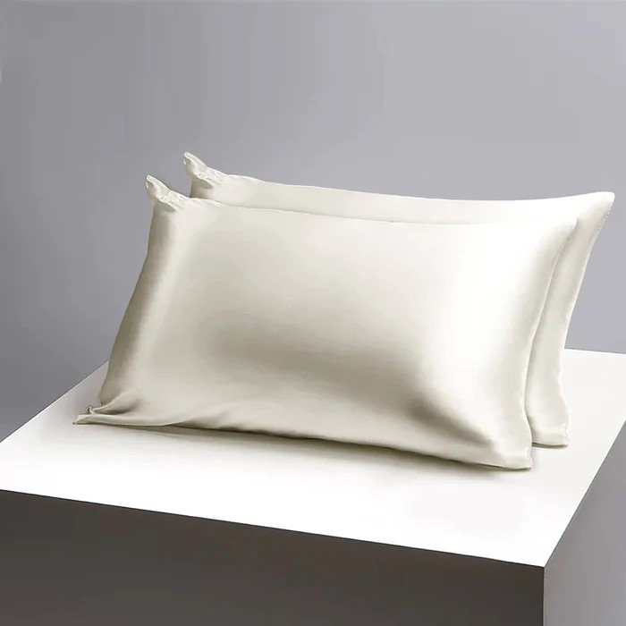 Easy Care Satin Pillow Covers (Set of 2) - Envelope Closure, Wrinkle-Free, Silky Satin Fabric, Ivory