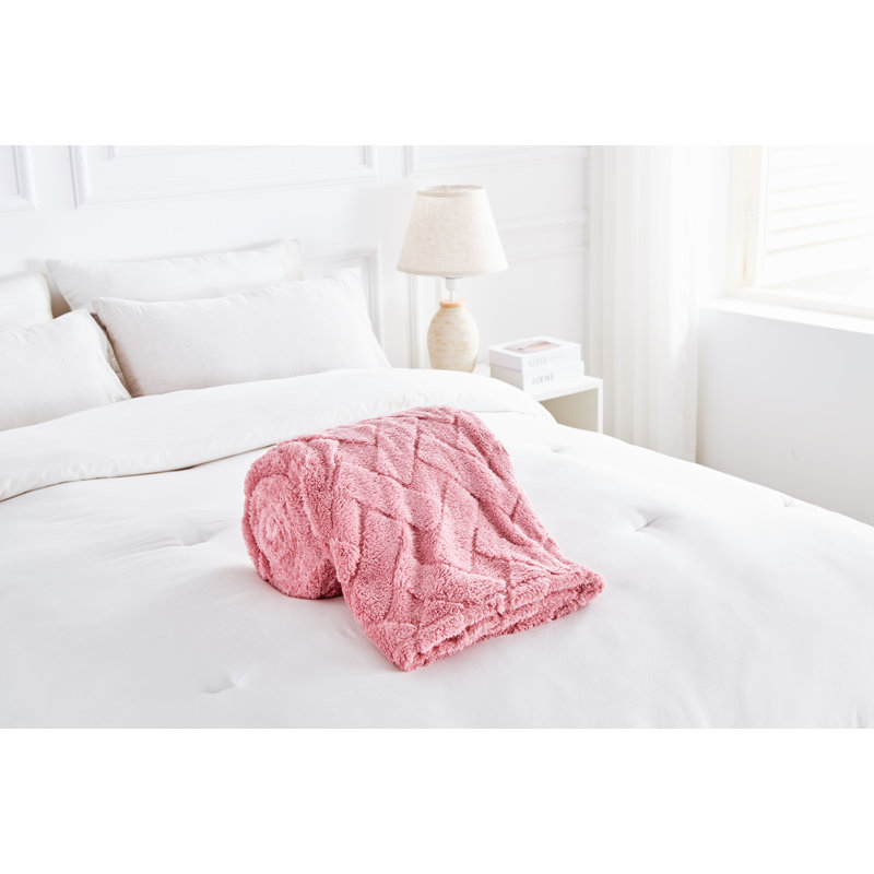 Sahen Standard Throw Blanket, Dusty Pink, 200cm W x 240cm L