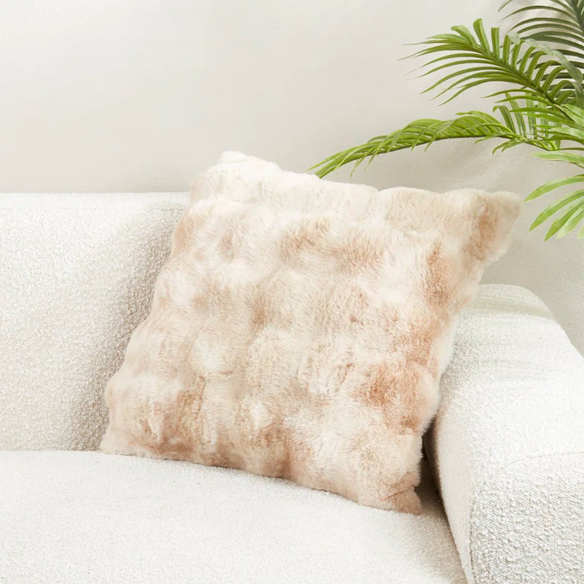 Cozy Bubble Faux Fur Pillow Cover, No Insert, Natural, Square 20"