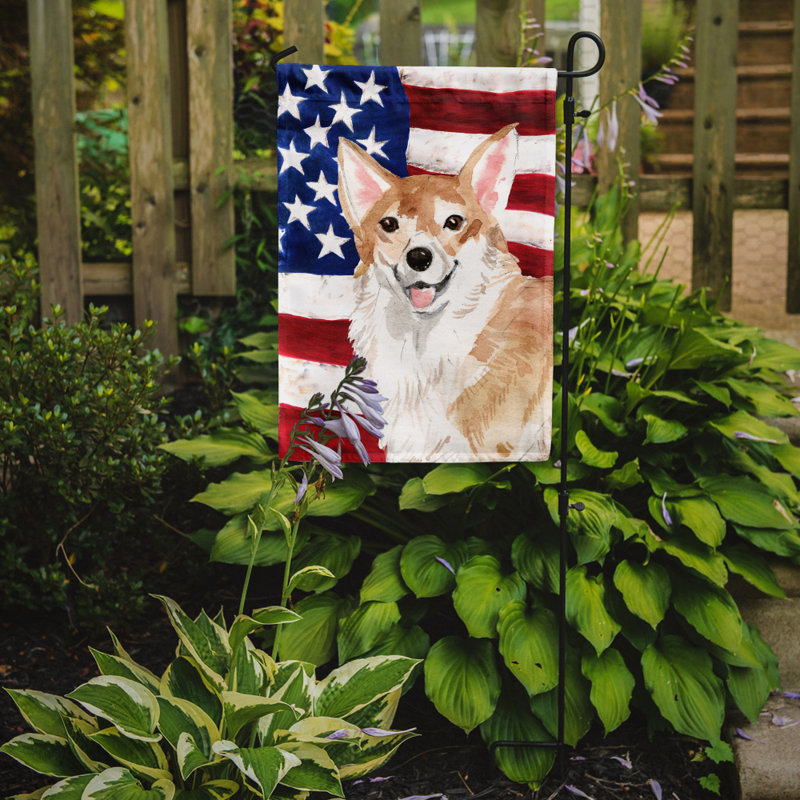 2 côtés en polyester de 2 côtés american drapeau de jardin, Corgi