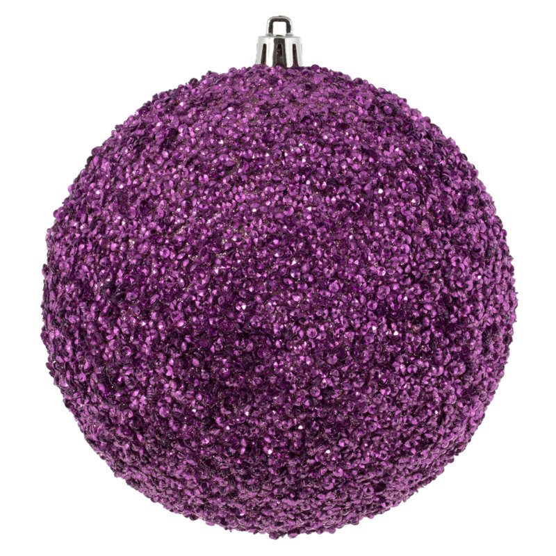 Beaded Solid Ball Ornament, Pink, 4.75" H x 4.75" W x 4.75" D