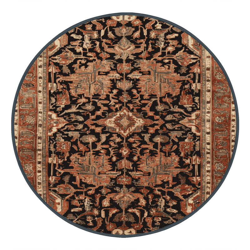 Tapis brun lavable à la machine, Rond 4 pi