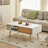 41.34" Rattan Coffee Table, Sliding Door For Storage, Solid Wood Legs-1930699513