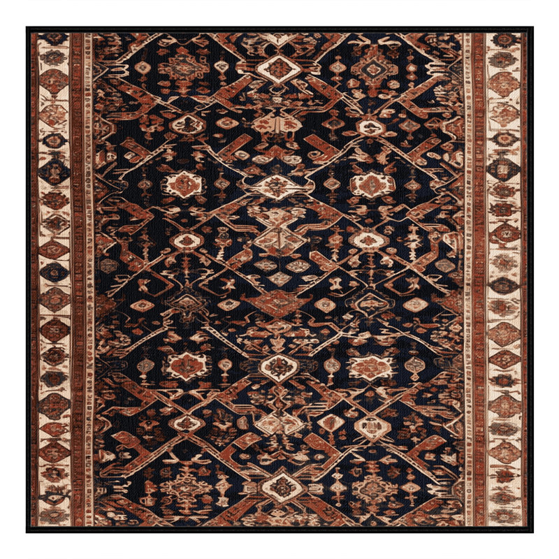 Machine Washable Persian Brown Area Rug, Square 4'