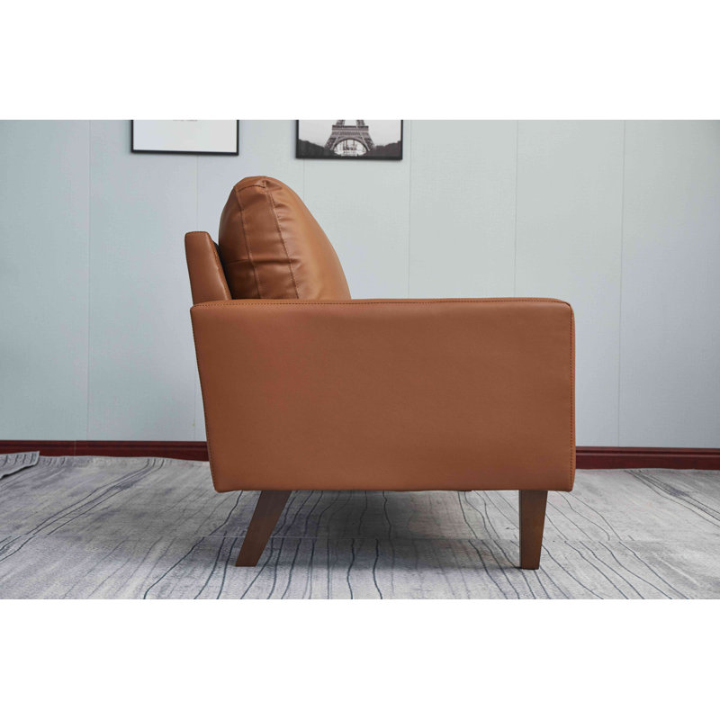 Brown Faux Leather 2-Piece Sofa and Loveseat Living Room Set