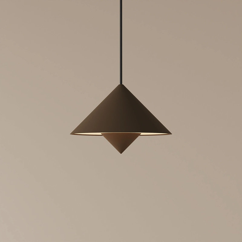 Jai Pendant Light, 14'' H x 9.84'' W x 9.84'' D, Walnut, Black