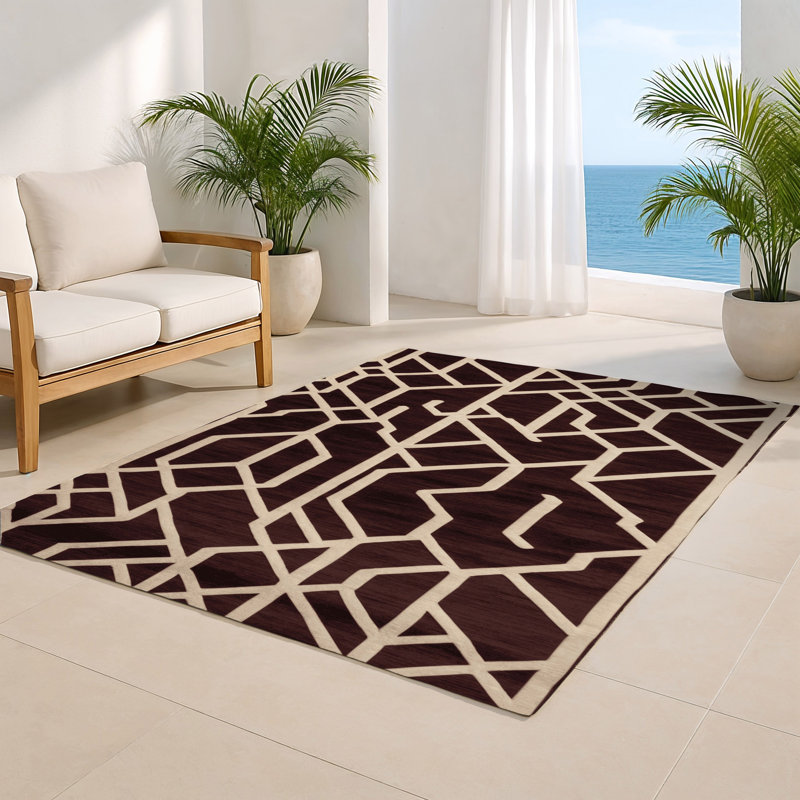 Tapis brun intérieur et extérieur Trellis, Rectangulaire 8 pi x 10 pi