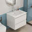 Ensemble de meuble-lavabo 24 po avec lavabo, armoire avec 2 grands tiroirs, système de fermeture en douceur, 2 grands tiroirs, conception sans poignée, assemblage facile, blanc brillant
