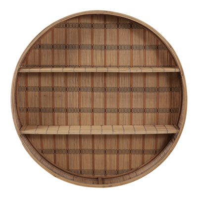 Olwen 5"Wx31" Diameter, Bamboo Wall Shelf, Natural Finish, Rustic and Decorative Storage Solution for Bedroom, Bathroom, Office, Kitchen, or General Living Space.
