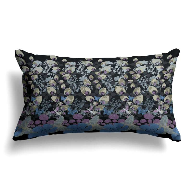Coussin Papillon Paradise, Bleu / Noir