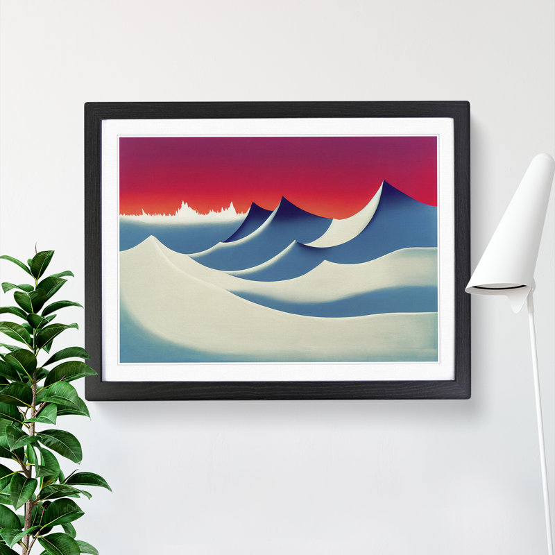 Angelical Mountain Abstract - Single Picture Frame Print, 46cm H x 64cm W, Black