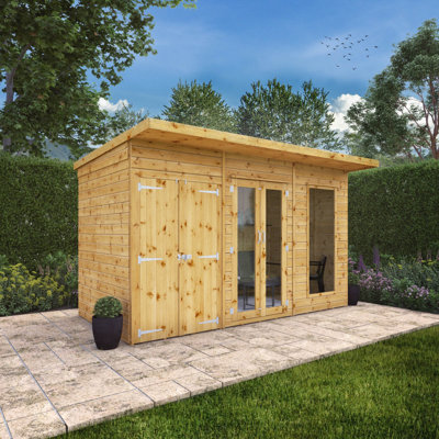 Mercia 12 x 6ft Maine Pent Summerhouse With Side Shed