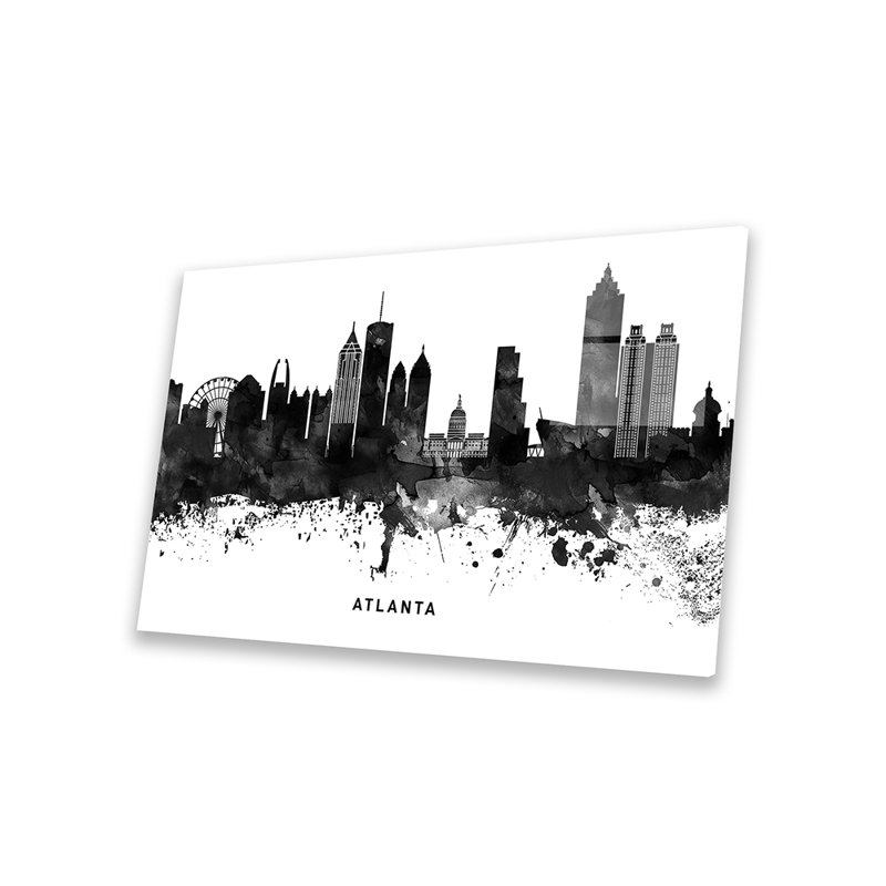 «Atlanta Skyline», impression en noir et blanc sur verre acrylique, H 16 po x l 24 po x P 0,25 po