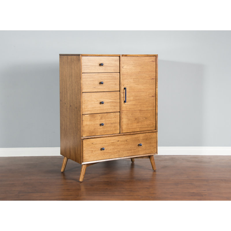 Baesmarc Mahogany Solid Wood 40 " W 5 - Drawer Dresser, Teak