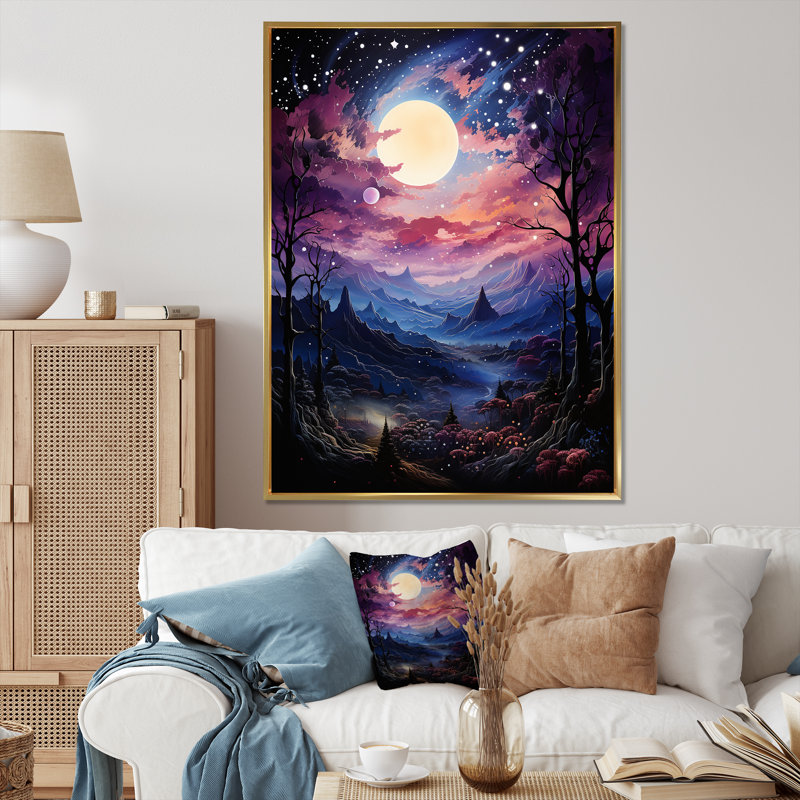 Izzybella " Stars Stellar Serenity I ", 40" H x 30" W x 1.5" D, Gold Floater Framed