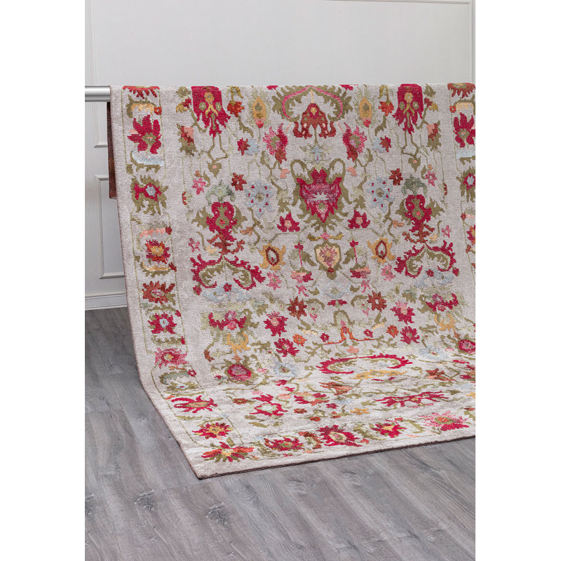 Danyell Rectangle Oriental Cotton and Viscose Indoor / Outdoor Area Rug, Rectangle 6'6" x 9'10"