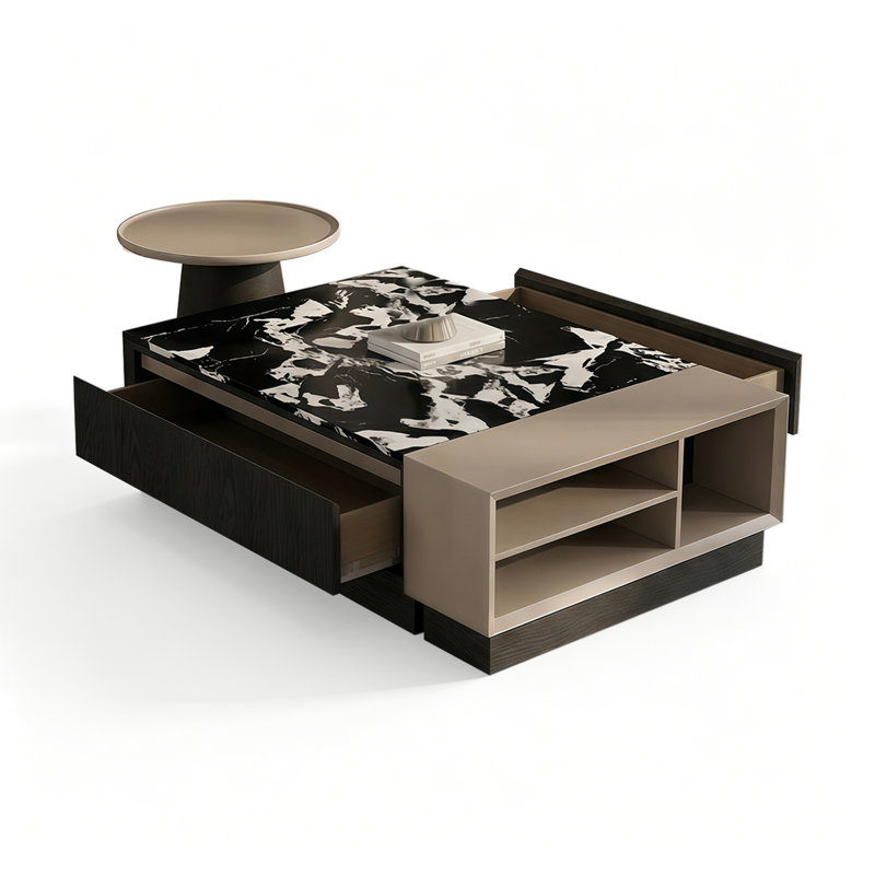 Picture Color Stone Rectangular&Round Coffee Table Sets