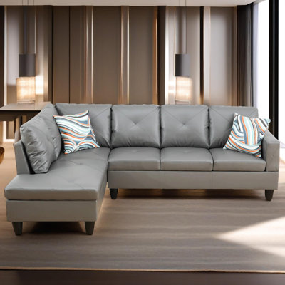 Monaco Vegan Leather 2-Piece Sectional Sofa Set With Chaise
